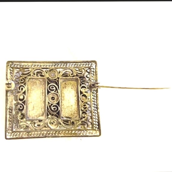 ANTIQUE Chinese Etched Silver Filigree Brooch - Picture 2 of 10